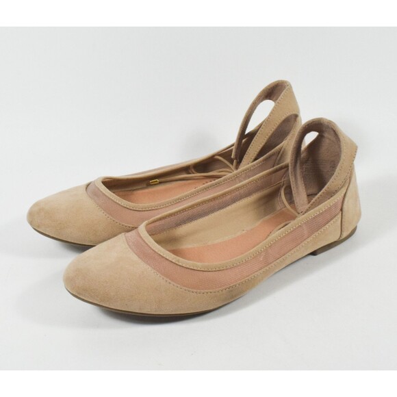 Christian Siriano for Payless Beige Ankle Strap Ballet Flats Shoes Sz 7.5W - Picture 2 of 5